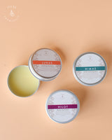 ISLAS Aromatics Himas Gentle Soothing Balm set with two calming balm jars, natural ingredients, and minimalist packaging.