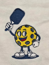 Islas Aromatics Pickleball sports towel with colorful design, ideal for players, shown hanging on a hook.