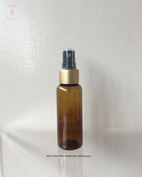 Amber Plastic Bottles w/ Sprayer Gold Covers