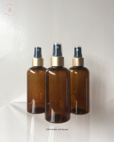 Amber Plastic Bottles w/ Sprayer Gold Covers
