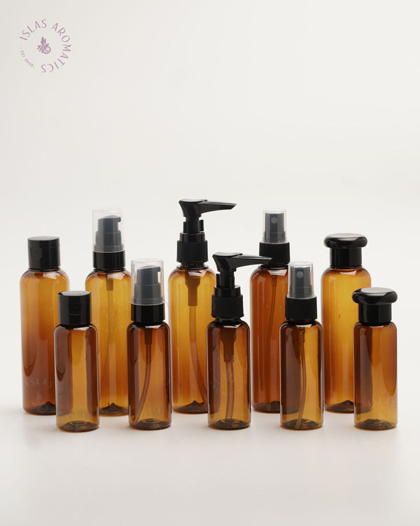 Amber Plastic Bottles | Amber Plastic Pump Bottles | ISLAS Aromatics